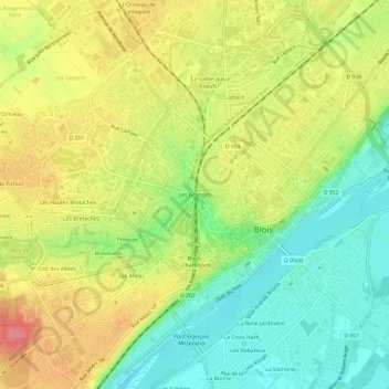 Mappa topografica Les Granges, altitudine, rilievo
