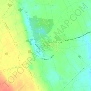 Mappa topografica Borgagne, altitudine, rilievo