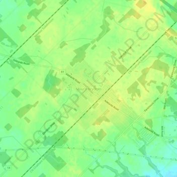 Mappa topografica Mount Brydges, altitudine, rilievo