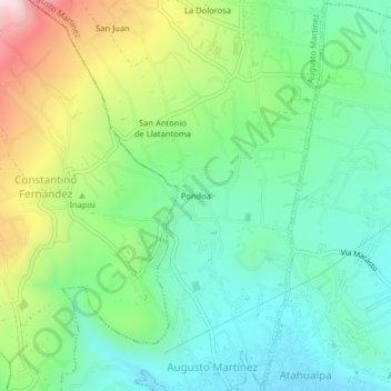 Mappa topografica Pondoa, altitudine, rilievo