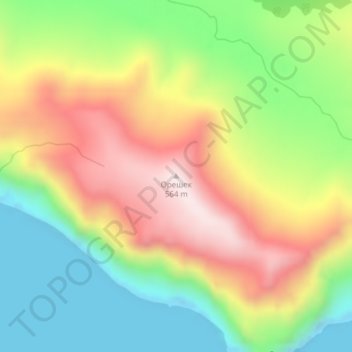 Mappa topografica Oreshek, altitudine, rilievo