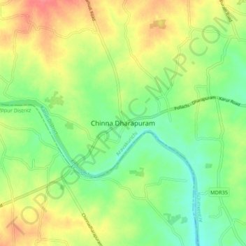 Mappa topografica Chinna Dharapuram, altitudine, rilievo