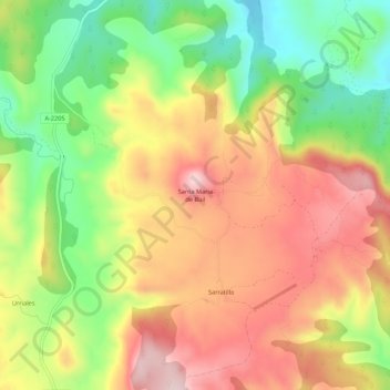 Mappa topografica Santa Maria de Buil, altitudine, rilievo