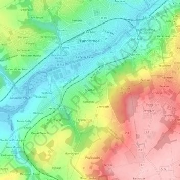 Mappa topografica Goulheo, altitudine, rilievo