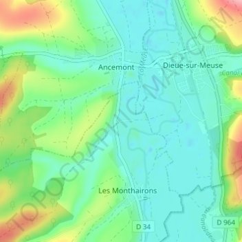 Mappa topografica Le Petit Monthairon, altitudine, rilievo