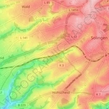 Mappa topografica Kotten, altitudine, rilievo