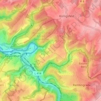Mappa topografica Hillringhausen, altitudine, rilievo