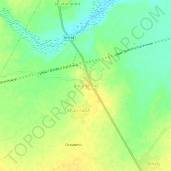 Mappa topografica Khuri Khurd, altitudine, rilievo