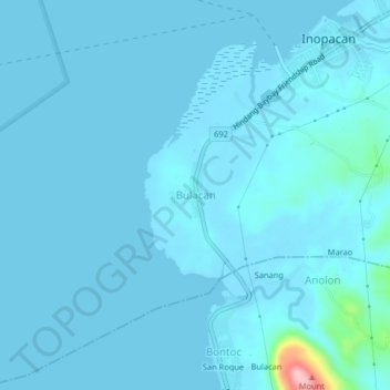 Mappa topografica Bulacan, altitudine, rilievo