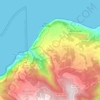 Mappa topografica Pombais, altitudine, rilievo