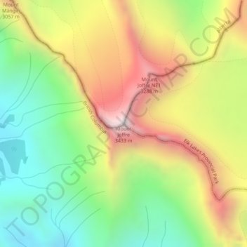 Mappa topografica Mount Joffre, altitudine, rilievo