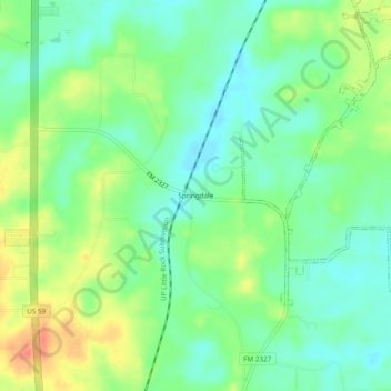Mappa topografica Springdale, altitudine, rilievo