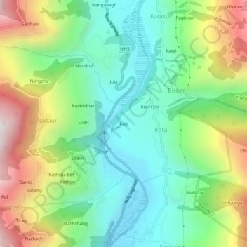 Mappa topografica Kais, altitudine, rilievo