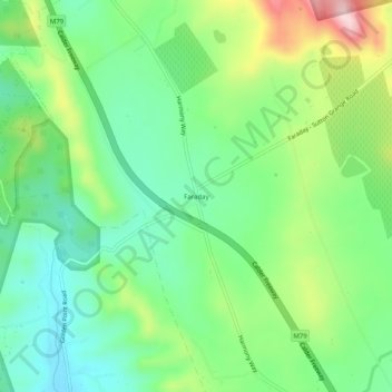 Mappa topografica Faraday, altitudine, rilievo