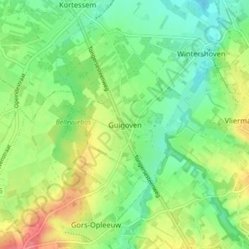 Mappa topografica Guigoven, altitudine, rilievo