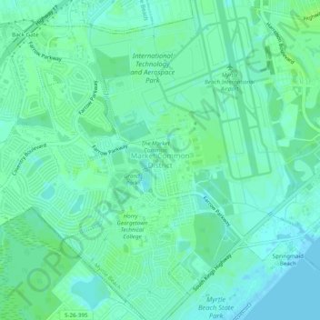 Mappa topografica Market Common District, altitudine, rilievo