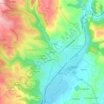 Mappa topografica L'Oratoire, altitudine, rilievo