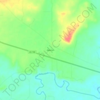 Mappa topografica Algerita, altitudine, rilievo