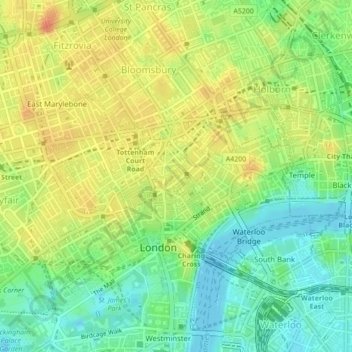 Mappa topografica West End, altitudine, rilievo