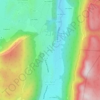 Mappa topografica Les Trucs, altitudine, rilievo