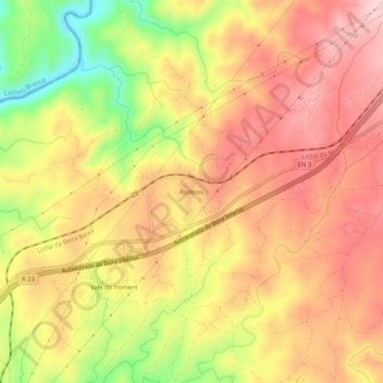 Mappa topografica Rodeios, altitudine, rilievo
