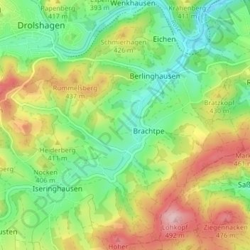 Mappa topografica Potzenhof, altitudine, rilievo