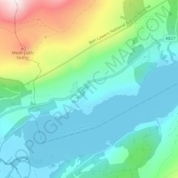 Mappa topografica Morenish, altitudine, rilievo