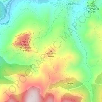 Mappa topografica Palomar, altitudine, rilievo