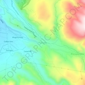 Mappa topografica Pocoata, altitudine, rilievo