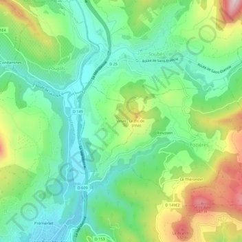 Mappa topografica Vinas, altitudine, rilievo