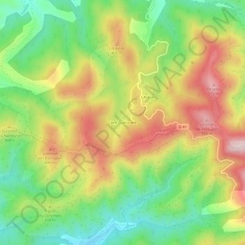 Mappa topografica Saint-Guillaume, altitudine, rilievo