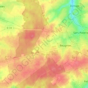 Mappa topografica La Charnould, altitudine, rilievo
