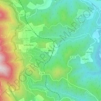 Mappa topografica Besou, altitudine, rilievo