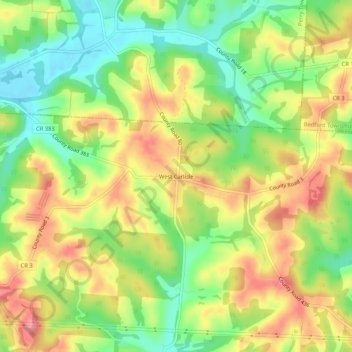 Mappa topografica West Carlisle, altitudine, rilievo