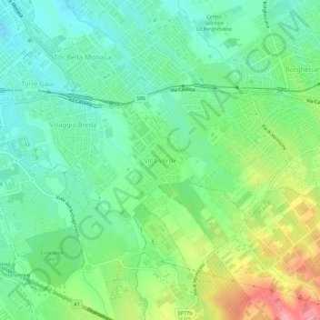 Mappa topografica Villa Verde, altitudine, rilievo