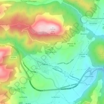 Mappa topografica San Martín, altitudine, rilievo
