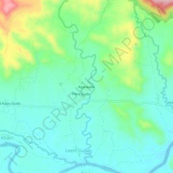 Mappa topografica Agarwada, altitudine, rilievo