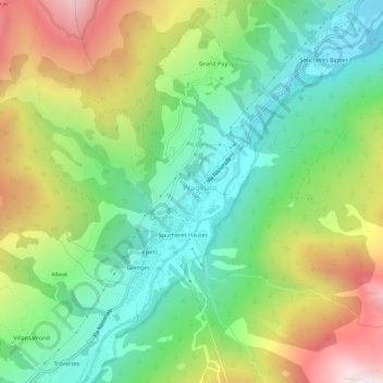 Mappa topografica La Ruà, altitudine, rilievo