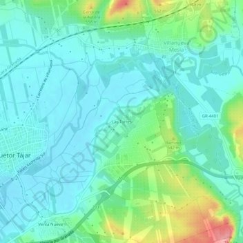 Mappa topografica Las Torres, altitudine, rilievo