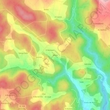 Mappa topografica Mince, altitudine, rilievo