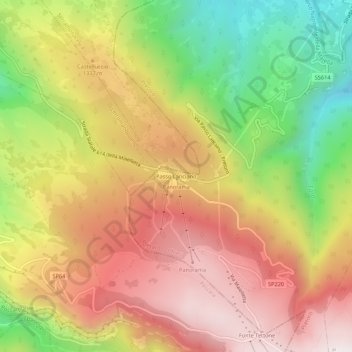 Mappa topografica Passo Lanciano, altitudine, rilievo