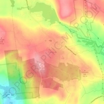 Mappa topografica Oakdale, altitudine, rilievo