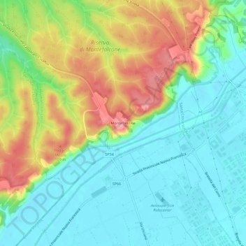Mappa topografica Montefalcone, altitudine, rilievo