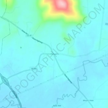 Mappa topografica Pelham, altitudine, rilievo