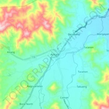 Mappa topografica Aritao, altitudine, rilievo