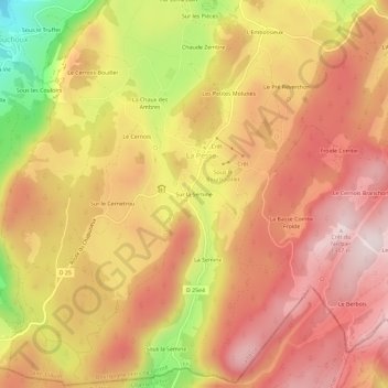 Mappa topografica Sur la Semine, altitudine, rilievo