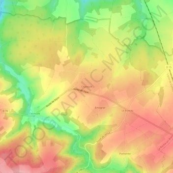 Mappa topografica Chamont, altitudine, rilievo