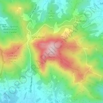 Mappa topografica Monte Orello, altitudine, rilievo