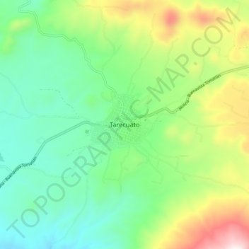 Mappa topografica Tarecuato, altitudine, rilievo
