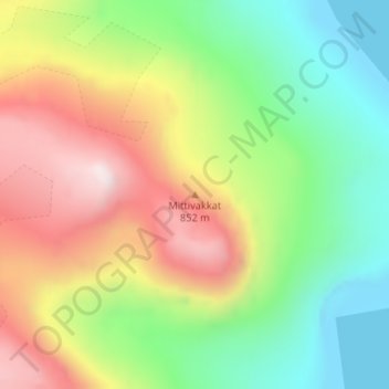 Mappa topografica Mittivakkat, altitudine, rilievo